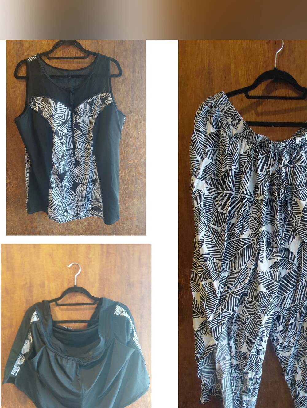 Swim Set . 3 Piece Plus Size Tankini,shorts,pants Black White